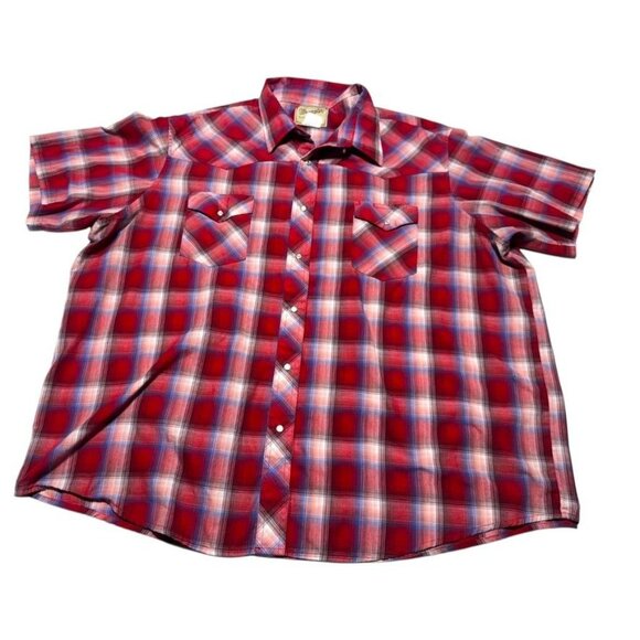 Wrangler Western Style Plaid Shirt Red Size 3XL - Picture 1 of 6
